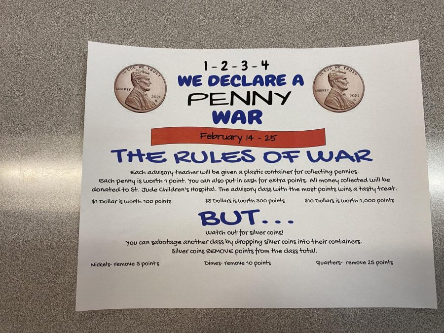 The Carterville High School flyer of the penny war ran by FCCLA. 