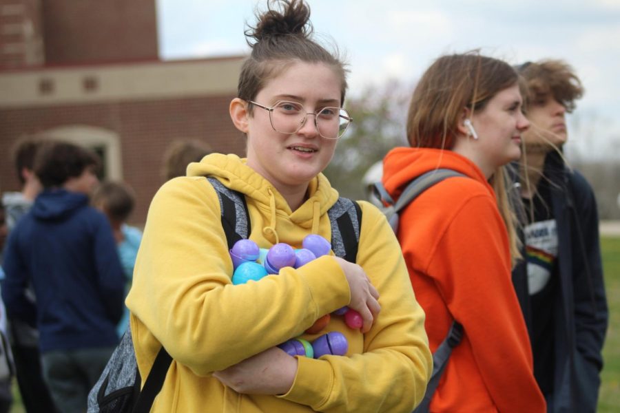 Abbygail Ballard (9) collecting eggs at the CHS Egg Hunt event on April 7th outside the front lawn. Ballard says, The egg hunt was a fun event and I am glad I got to collect some prizes along the way. 