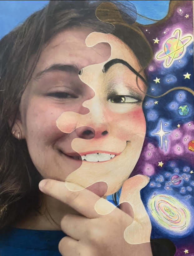 CHS art class was given a task to take a picture of themselves and make half of it animated. You can see in this photo that Nolan put a lot of time and thought into this art piece.