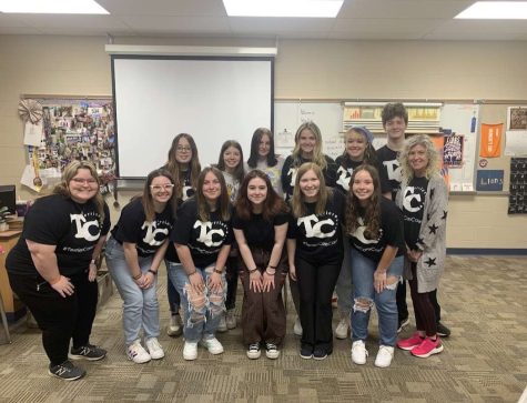 EDC 203 poses for a picture with their Terrier Care shirts. They got these shirts from Dr. Kimbrough, who recently gave a speech to the class regarding diversity. 