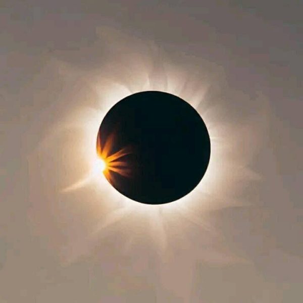 A photo of the solar eclipse at totality on April 8, 2024. 