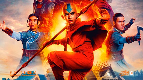A poster for Avatar the Last Airbender (2024) featuring Kiawentiio, Gordan Cormier, and Ian Ousley.