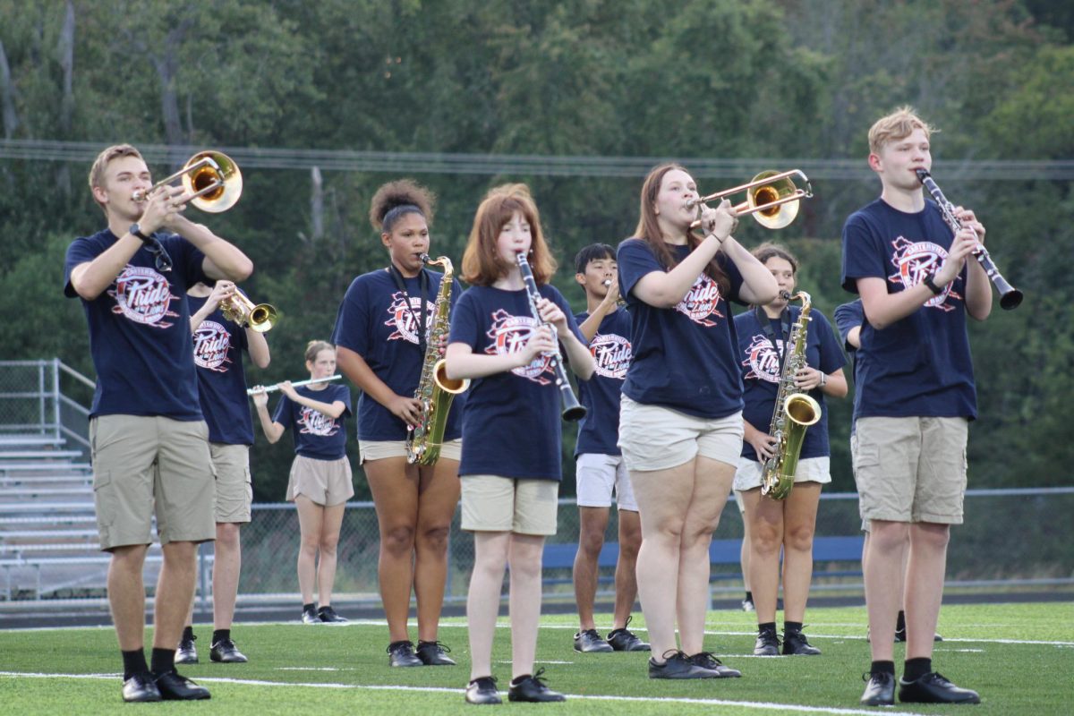 The band performs at Meet the Lions, held earlier in the school year. 