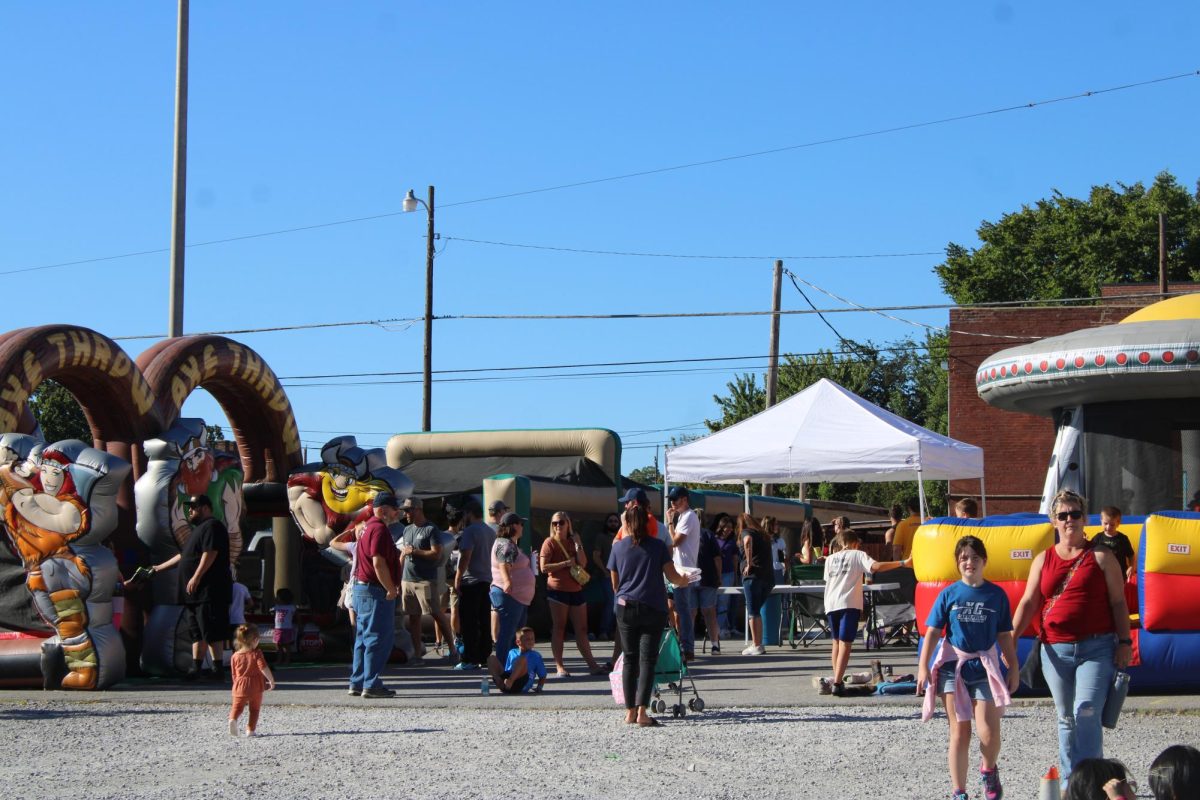 The crowd at the Free Fair was entertained with  the activities, bounce houses, the cake walk, and even an ice cream eating contest. 