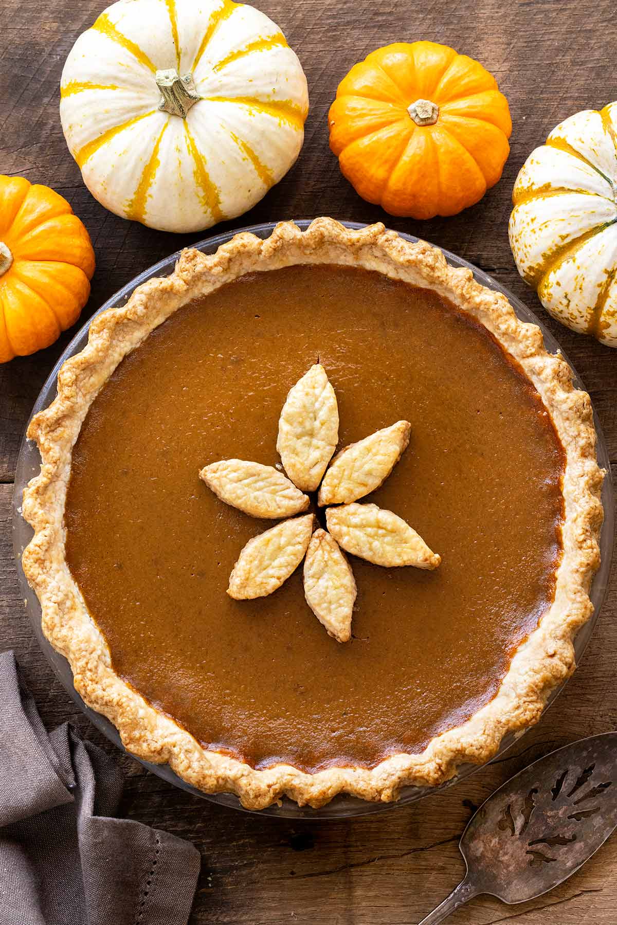 A lovely decorated Pumpkin Pie from an online recipe.