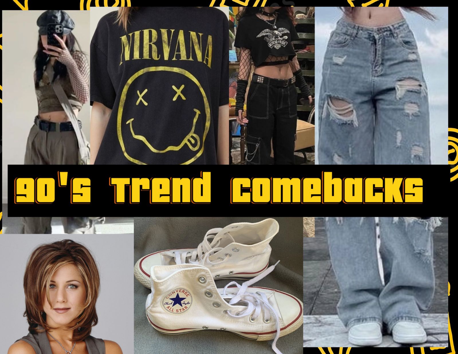 A 90's trends cover collage. 