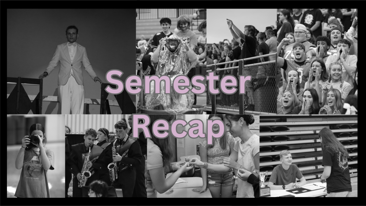 Collage of photos from the first semester of the 2025-26 school year, including homecoming, PBIS day, club fair, and more.