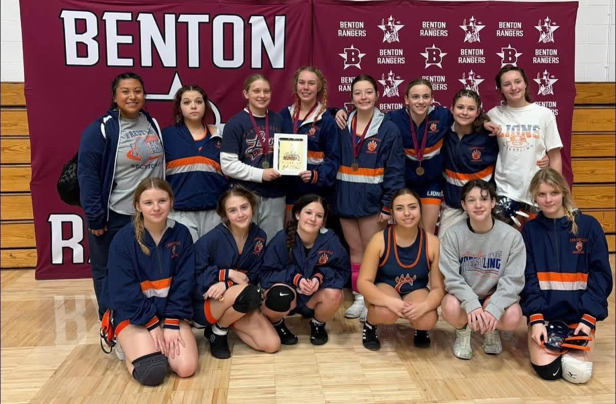 Girls wrestling team got 3rd place at the benton tournament.They continued to improve in their first season as a team. 